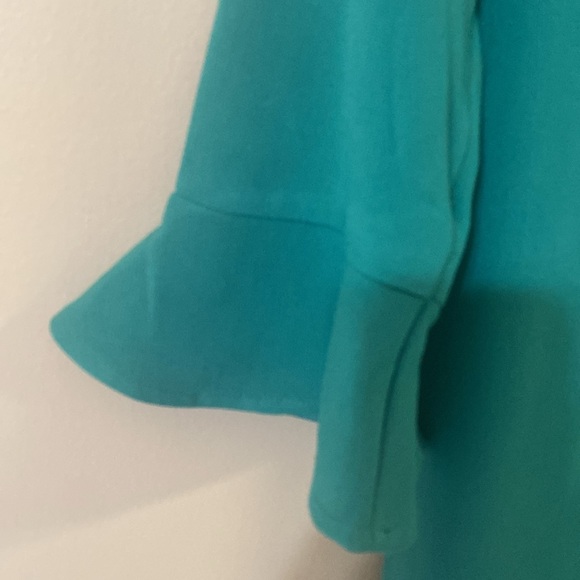 Ann Taylor Long Sleeve Green Dress with Fluted Sleeves - Picture 6 of 9